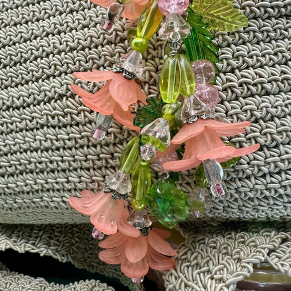 NEW - Handmade - Floral, Beaded Purse/Bag Charm - Picture 5 of 11